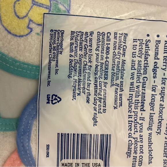 Vintage 1993 Gerber Terry Washcloths Duck Duckie 4-pack Old Wal-mart Price Tag - Picture 10 of 15